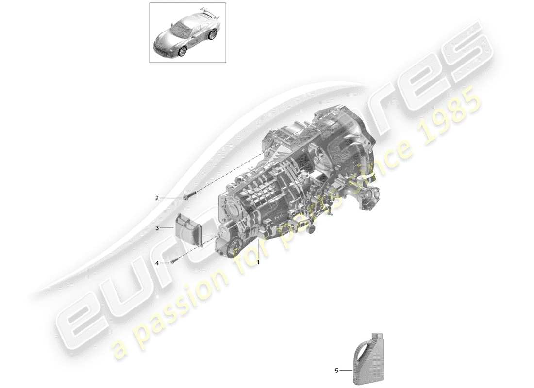 porsche 2020 (991-2 r/gt3/rs) boîte de vitesses manuelle schéma des pièces