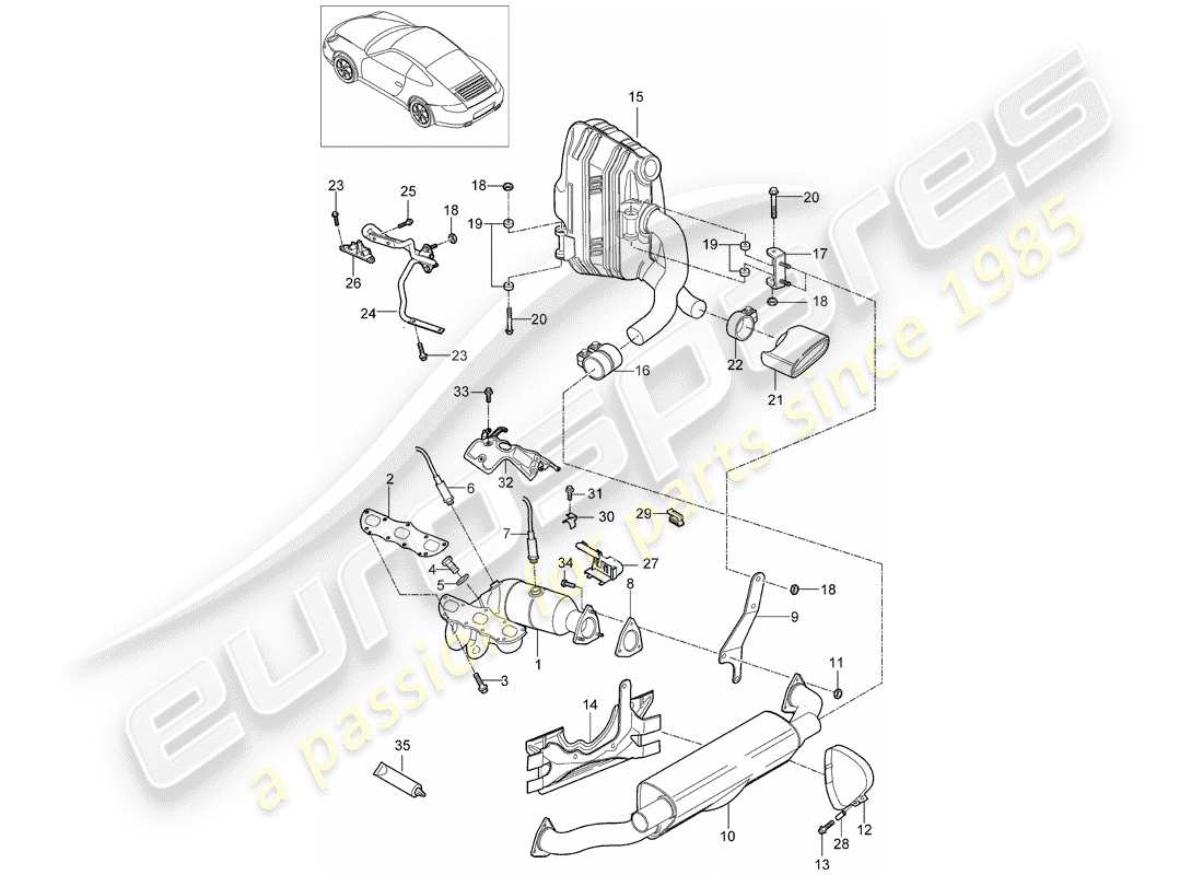 porsche 2012 (997-2) système d'échappement schéma des pièces