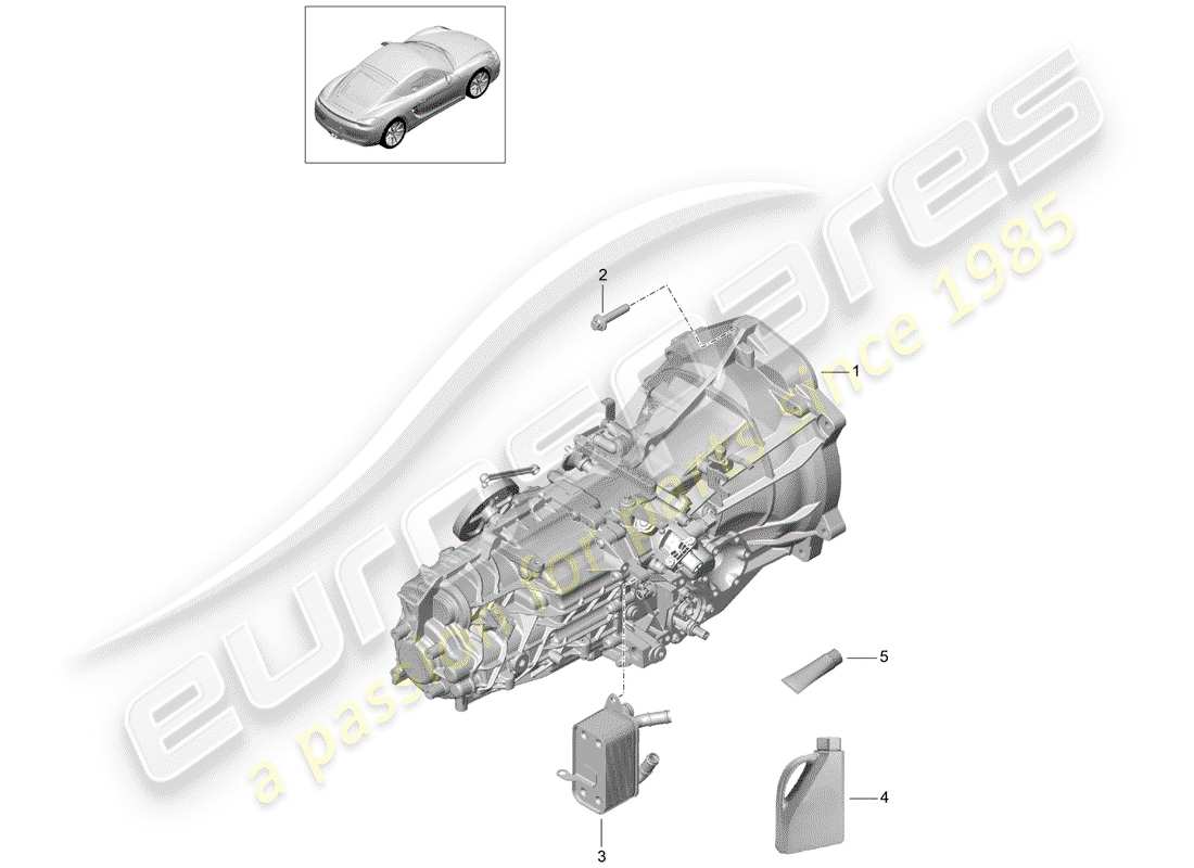 porsche 2015 (981 cayman) boîte de vitesses manuelle schéma des pièces