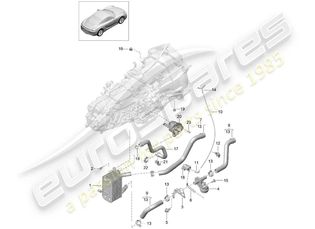 porsche 2015 (981 cayman) boîte de vitesses manuelle schéma des pièces