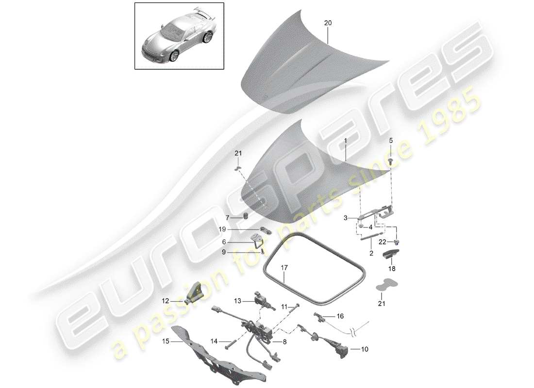 porsche 2015 (991-1 r/gt3/rs) couverture diagramme de pièce