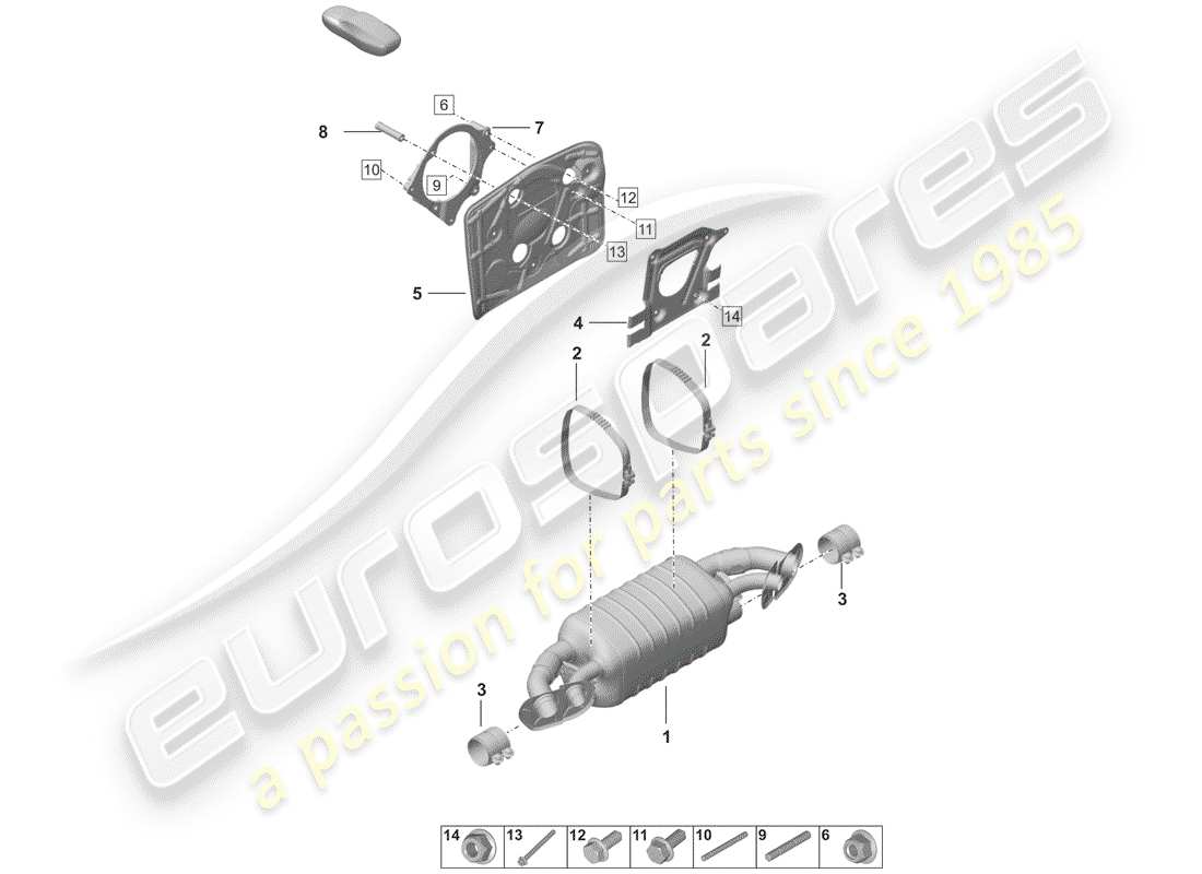 porsche 2019 (992-1) silencieux schéma des pièces