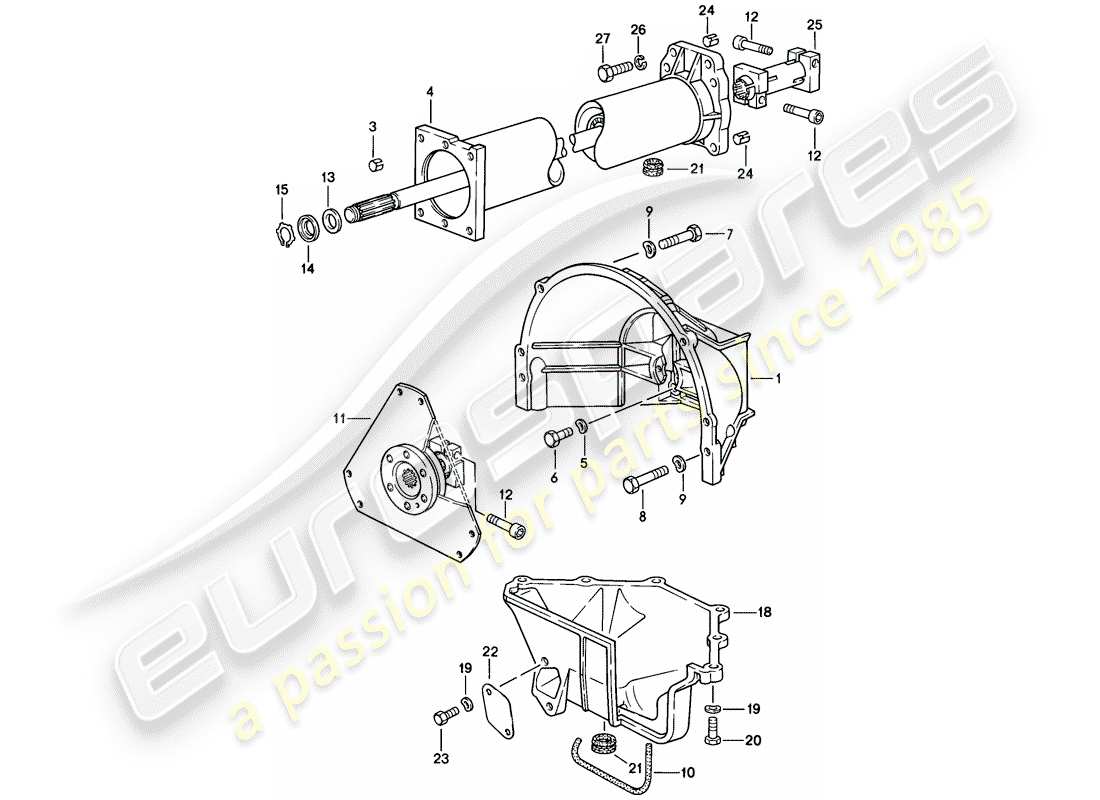 porsche 1984 (928) transmission automatique - tube central schéma des pièces