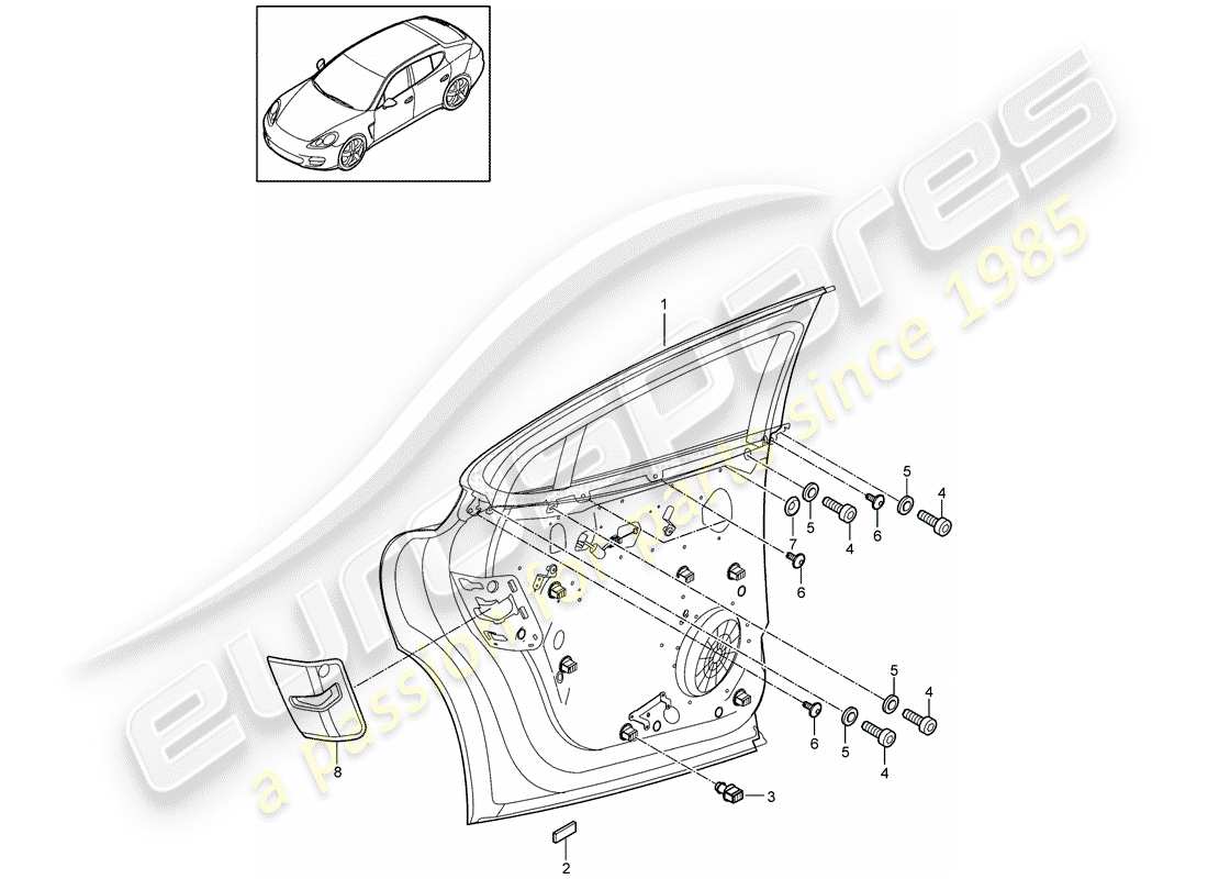 porsche 2014 (panamera 970) régulateur de fenêtre schéma des pièces