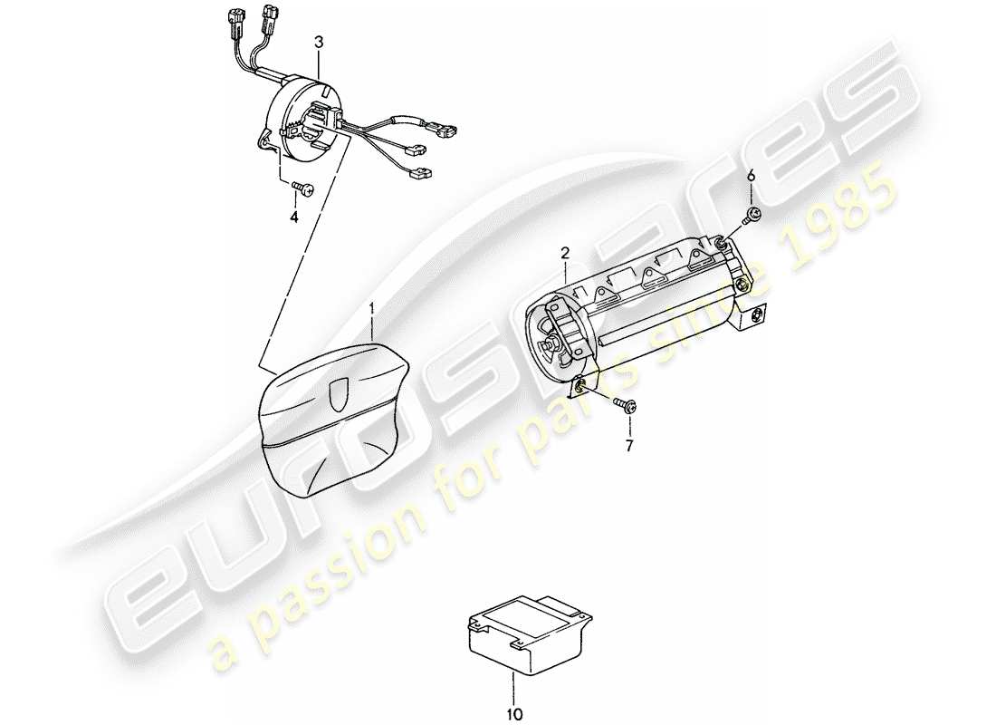 porsche 1998 (993) airbag - voir informations techniques - gr.6 nr.5/96 schéma des pièces