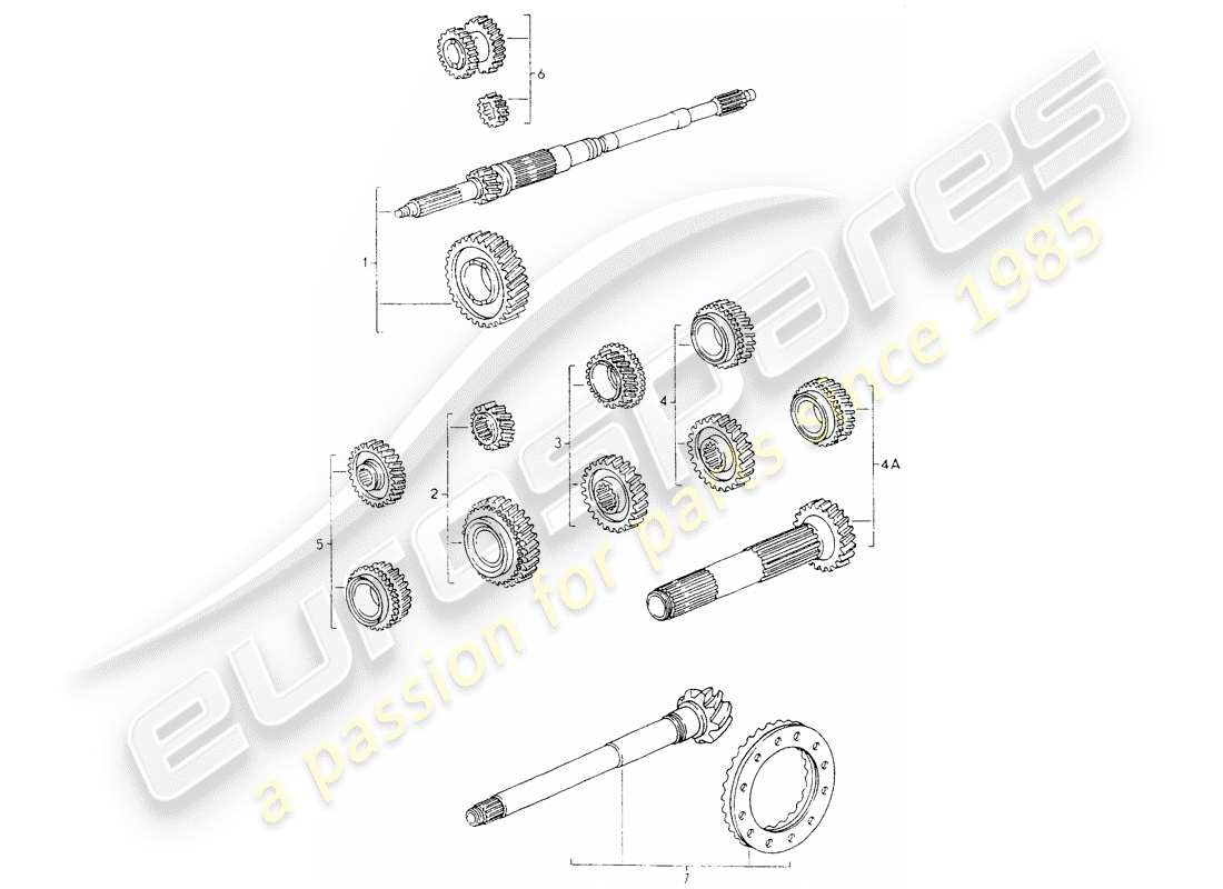 porsche 1994 (964) ensembles de roues dentées schéma des pièces