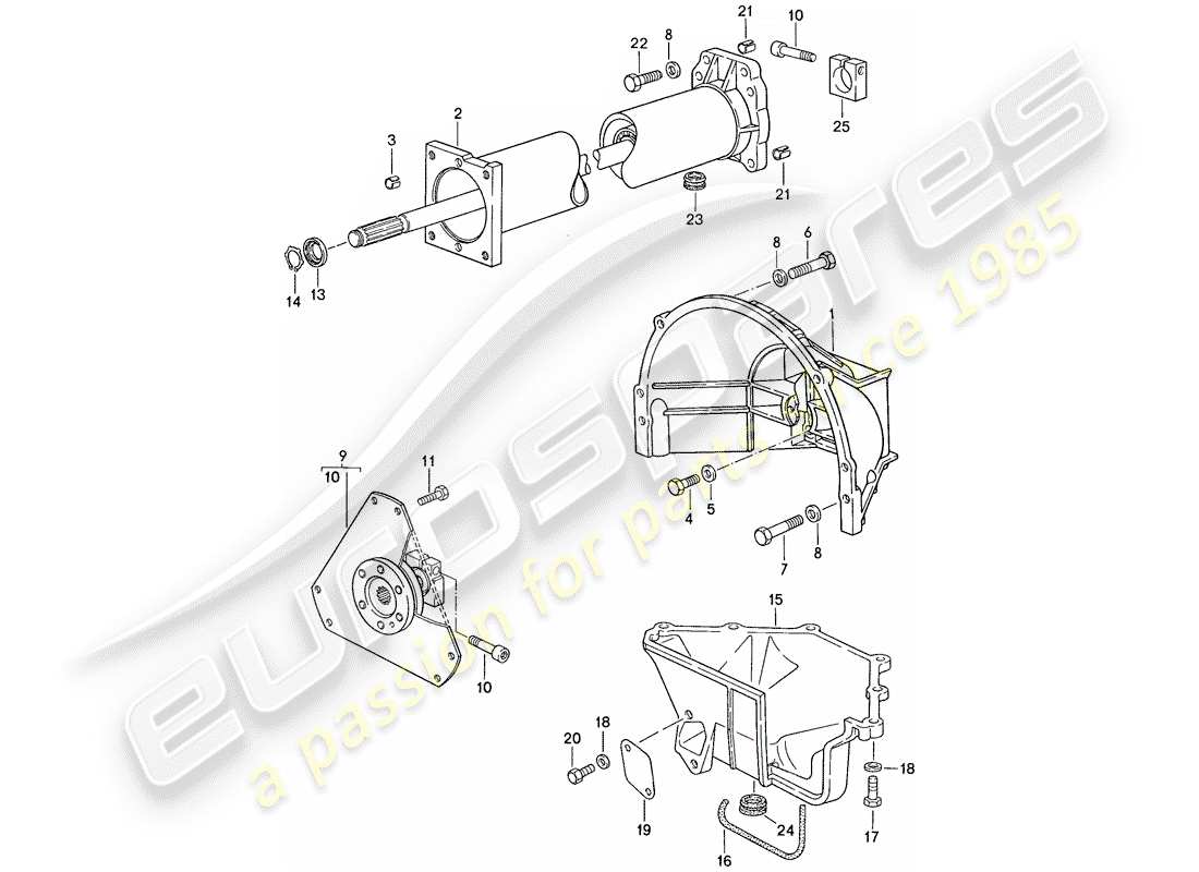 porsche 1991 (928) transmission automatique - tube central schéma des pièces