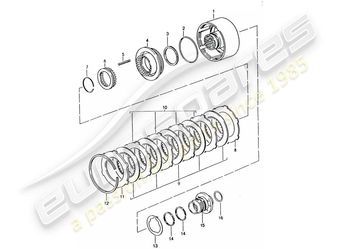 porsche 1995 (928) transmission automatique - embrayage - k 2 schéma des pièces