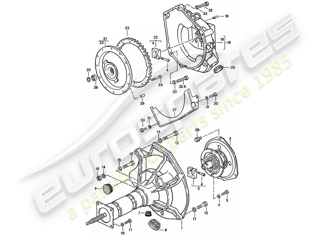 porsche 1983 (944) tube central - transmission automatique schéma des pièces