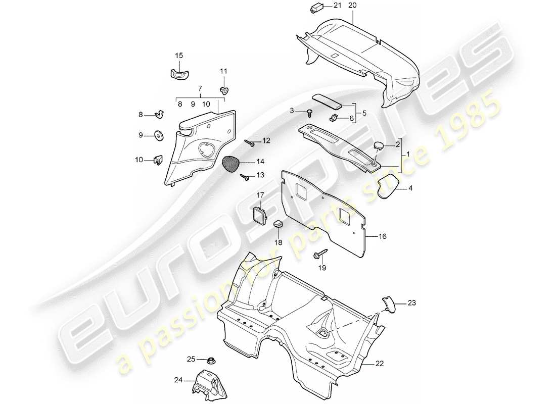 porsche 2005 (997-1) garnitures schéma des pièces