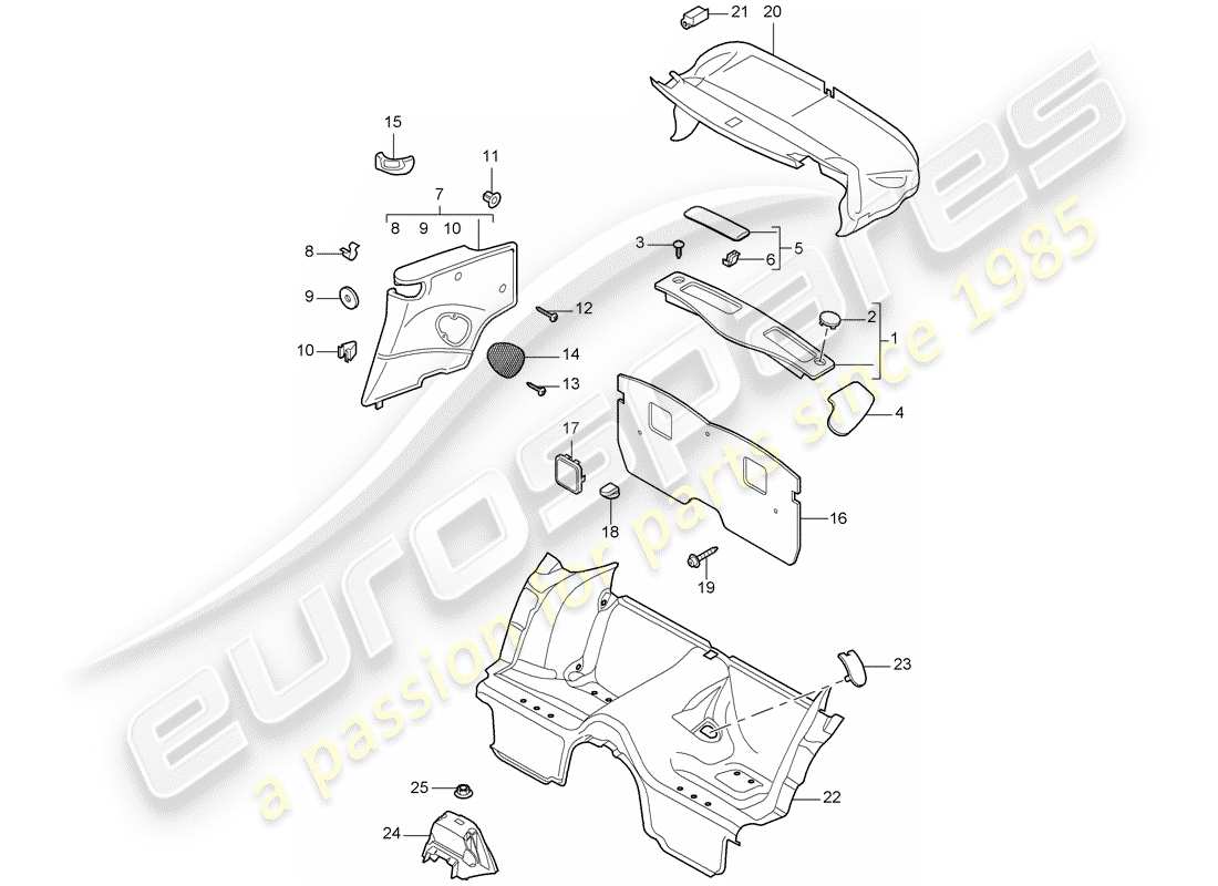 porsche 2013 (997-2 turbo / gt2 rs) garnitures schéma des pièces