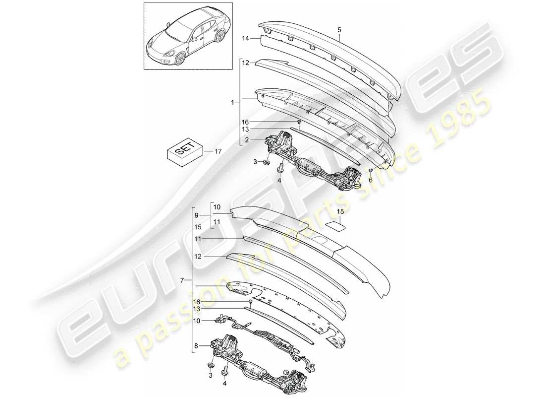 porsche 2016 (panamera 970) spoiler arrière schéma des pièces
