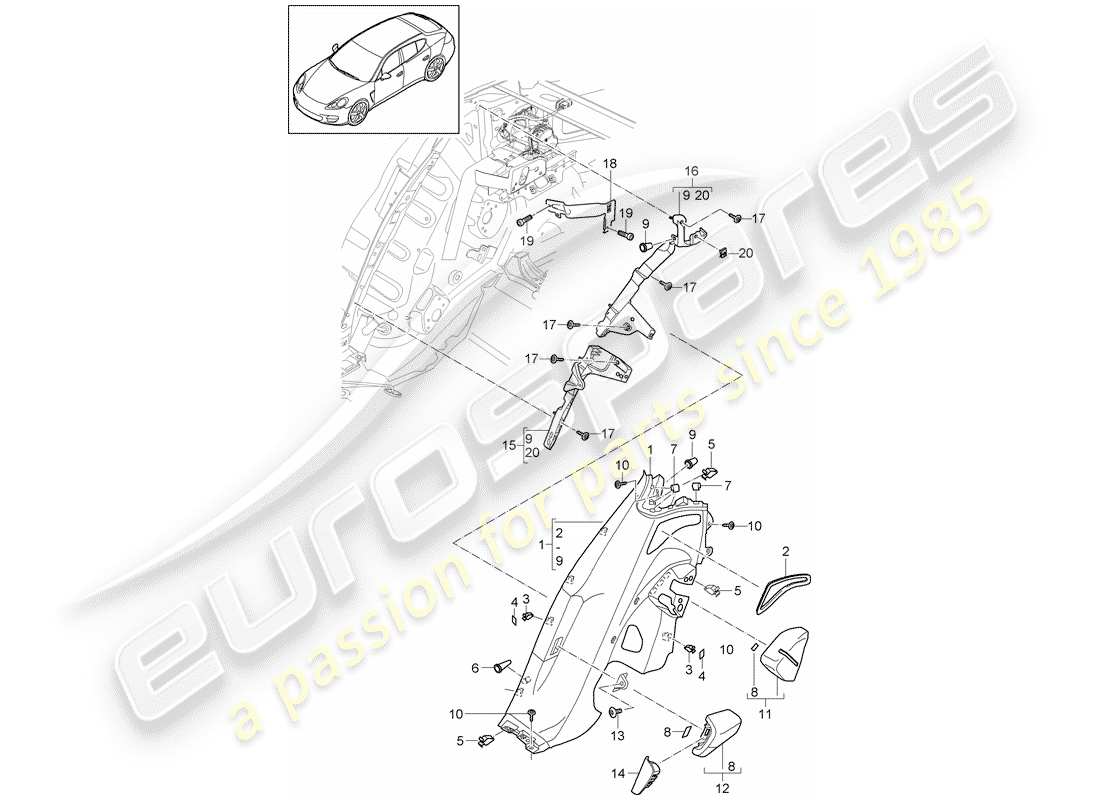 porsche 2016 (panamera 970) diagramme des pièces de doublure