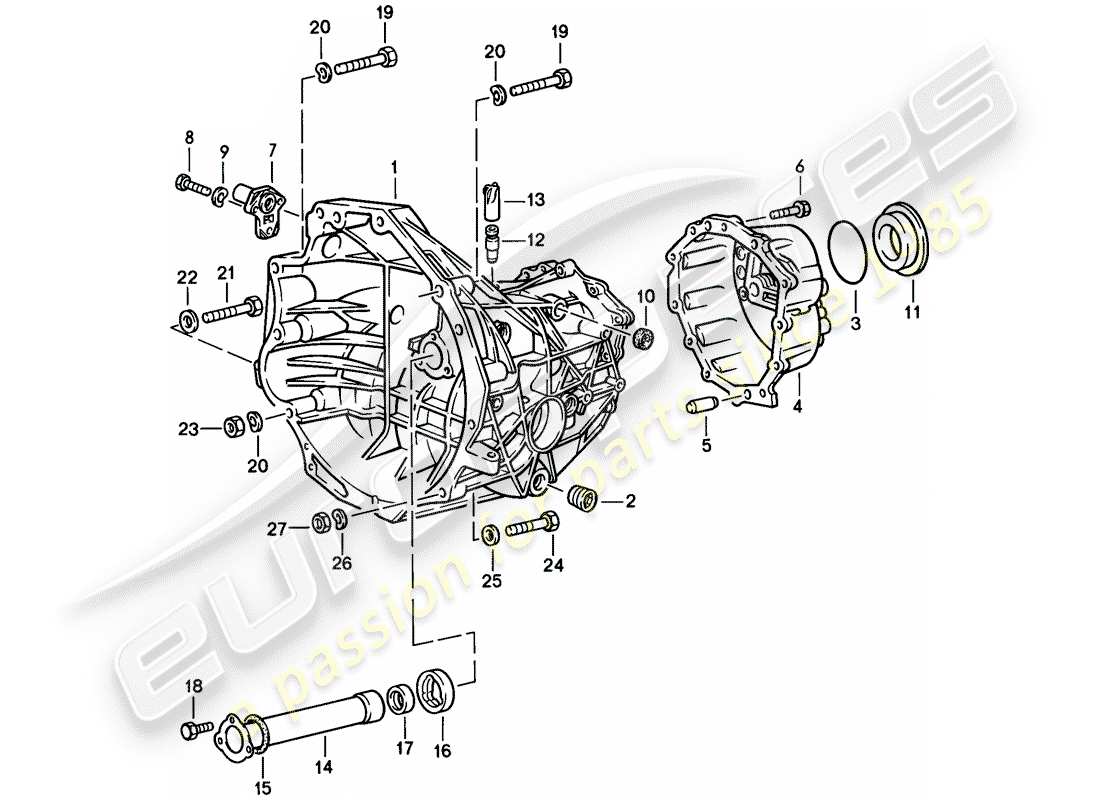 porsche 1976 (924) transmission de remplacement - carter de transmission - 4-speed schéma des pièces