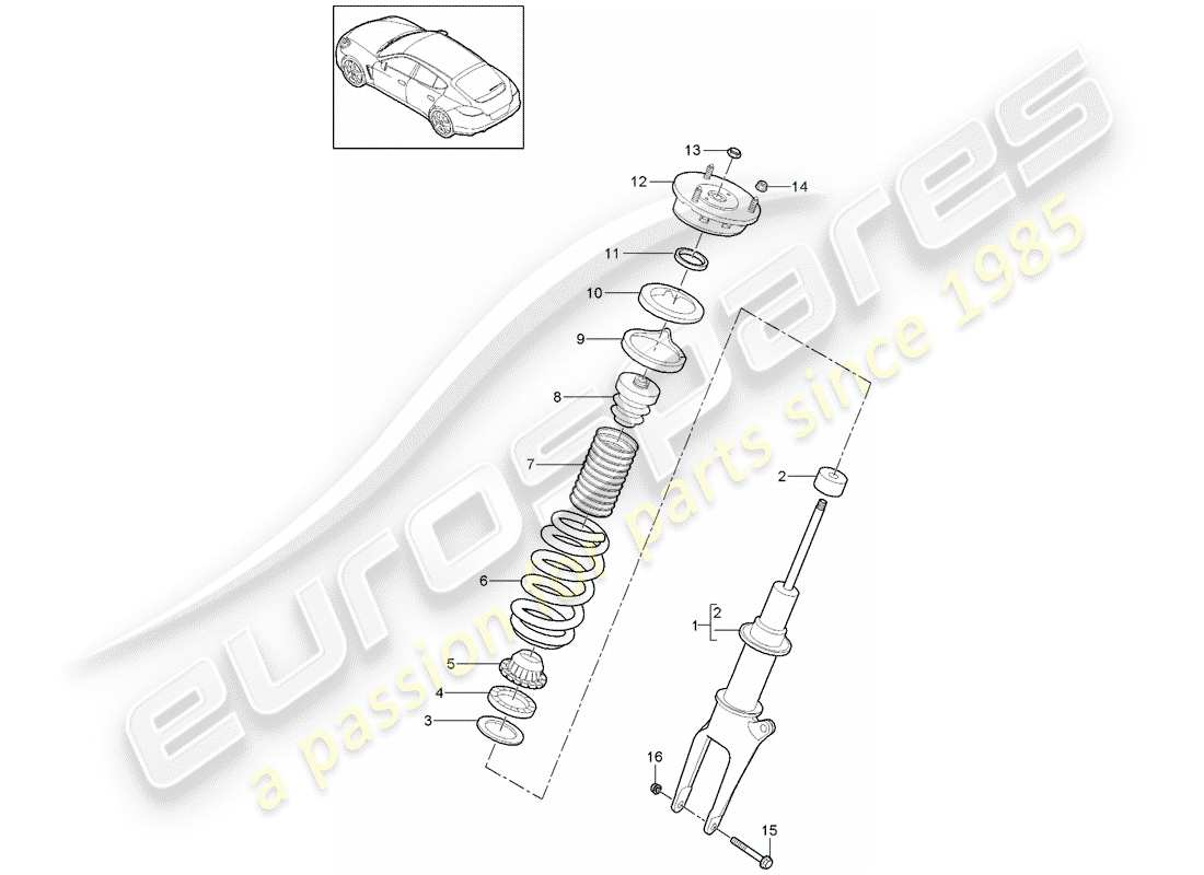 porsche panamera 970 (2014) schéma des pièces de suspension