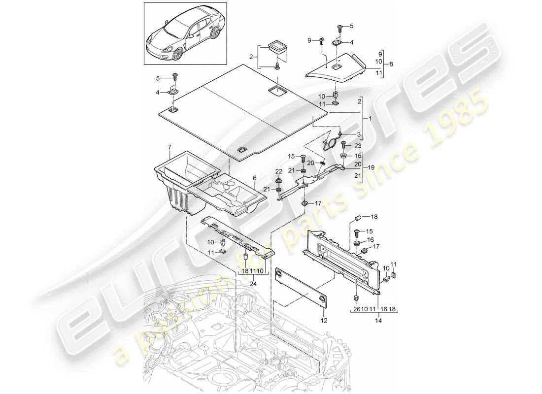porsche 2014 (panamera 970) garnitures schéma des pièces