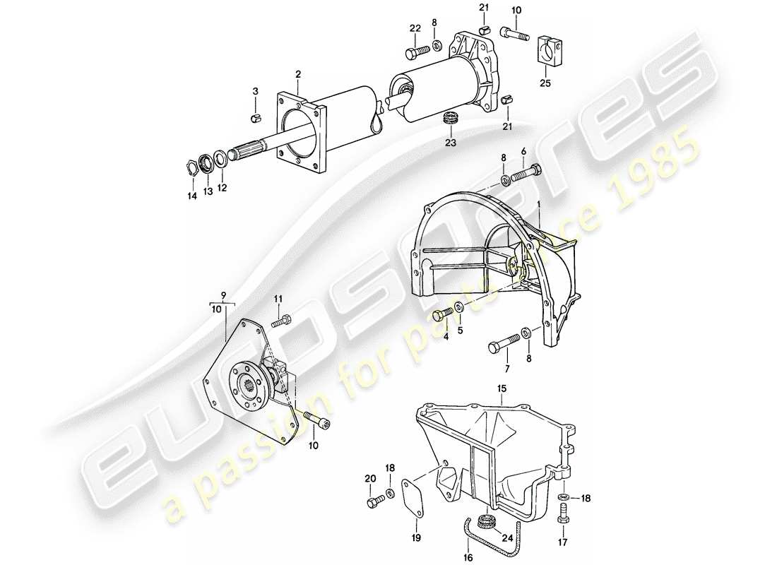 porsche 1983 (928) transmission automatique - tube central schéma des pièces