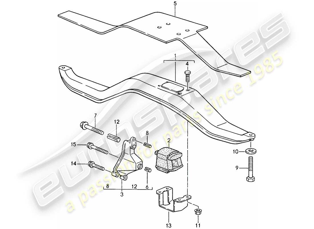 porsche 1992 (968) tiptronic - suspension de transmission schéma des pièces