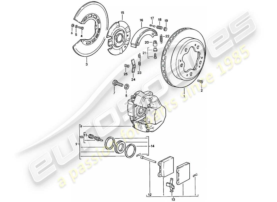 porsche 1978 (911) freins à disque - essieu arrière schéma des pièces