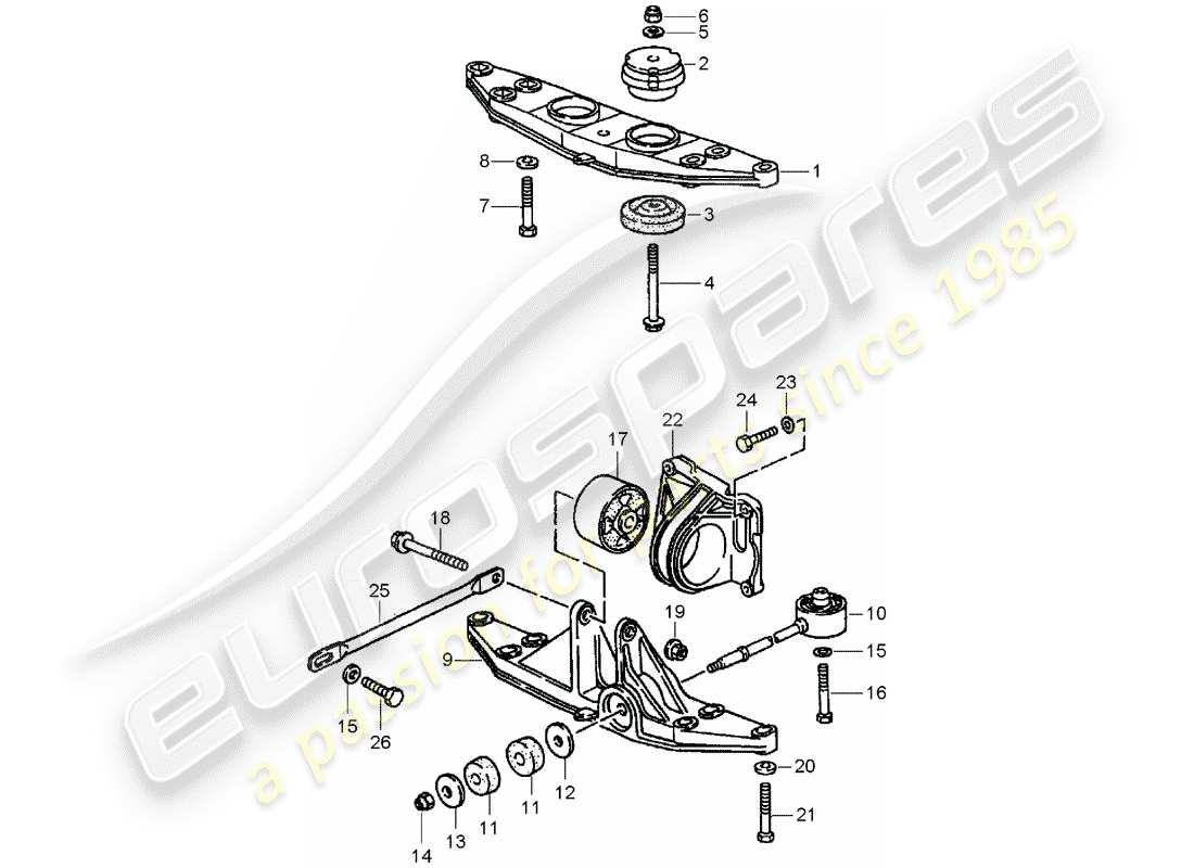 porsche 1994 (964) tiptronic - suspension de transmission schéma des pièces