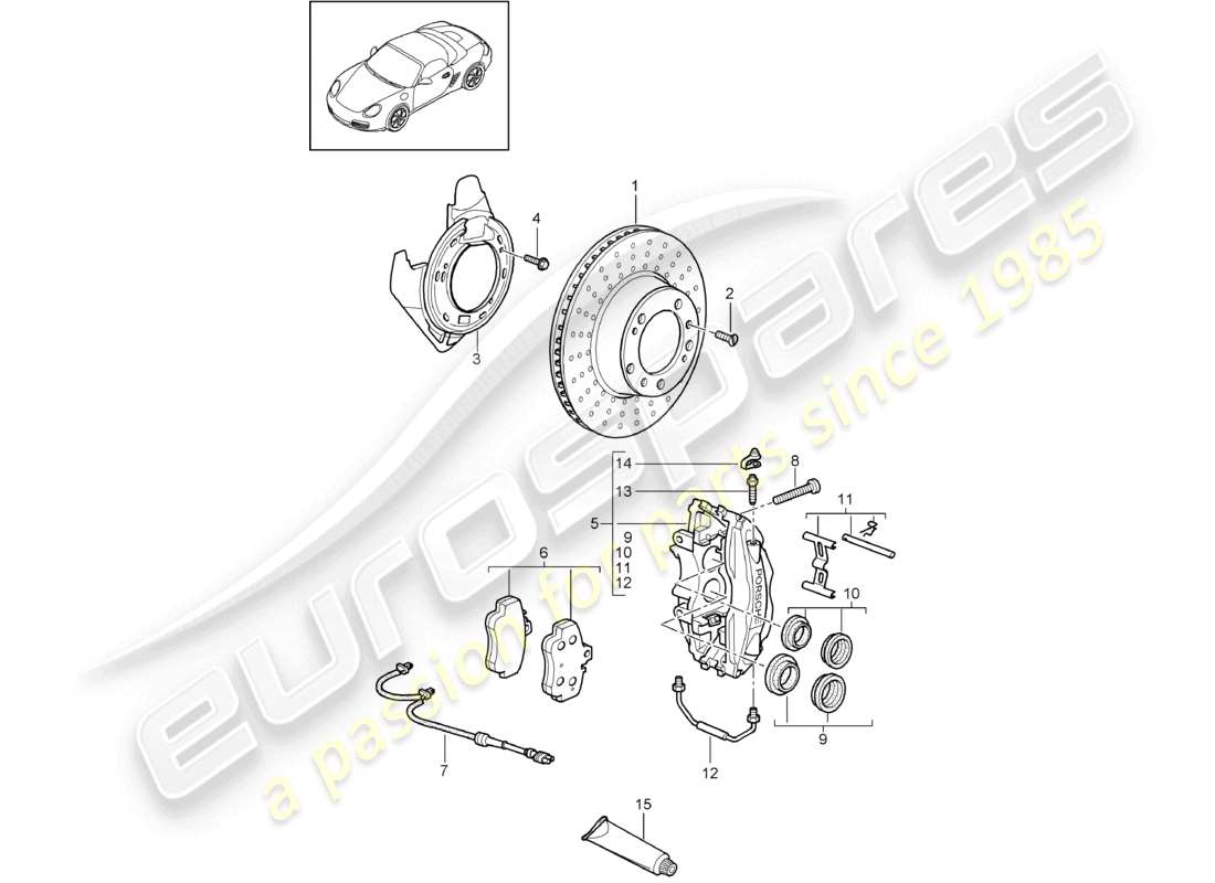 porsche 2011 (987 boxster) frein à disque essieu arrière schéma des pièces