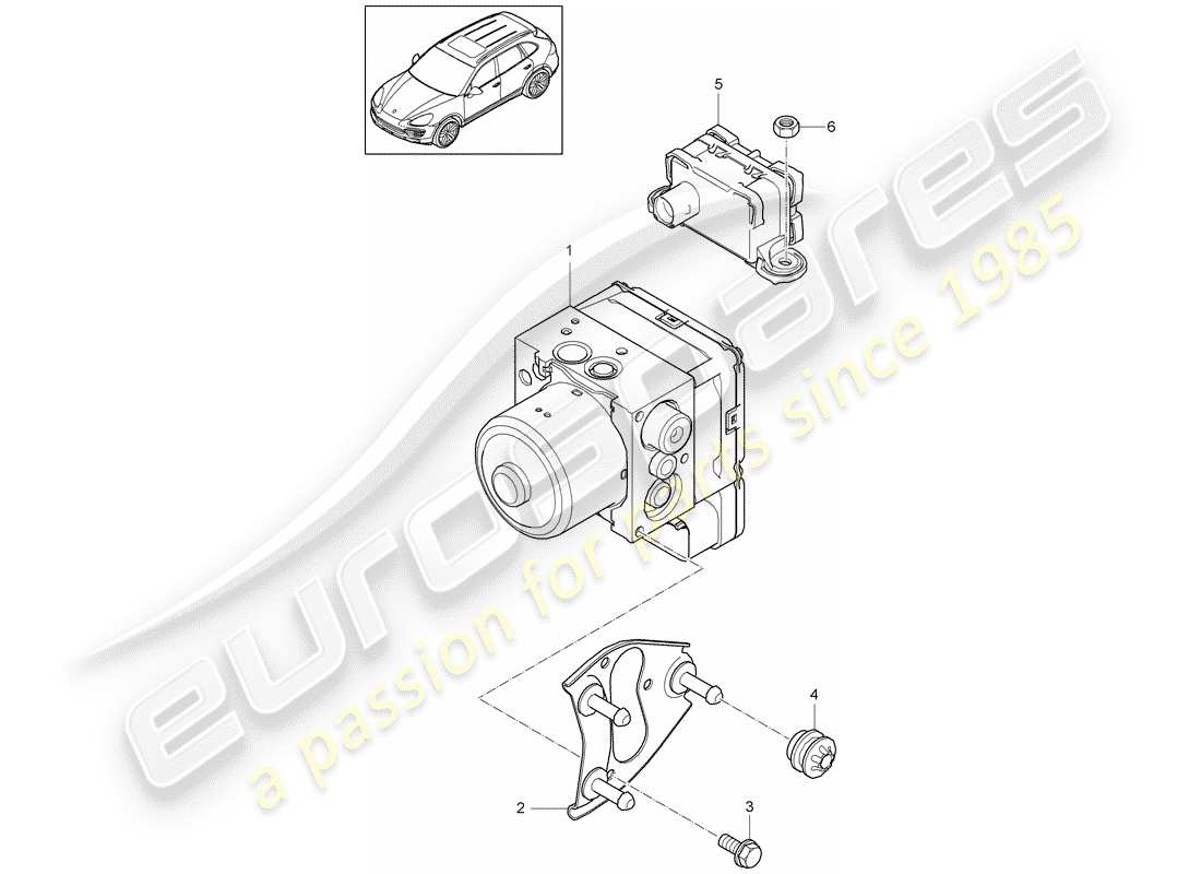 porsche 2014 (cayenne e2 92a) unité hydraulique schéma des pièces