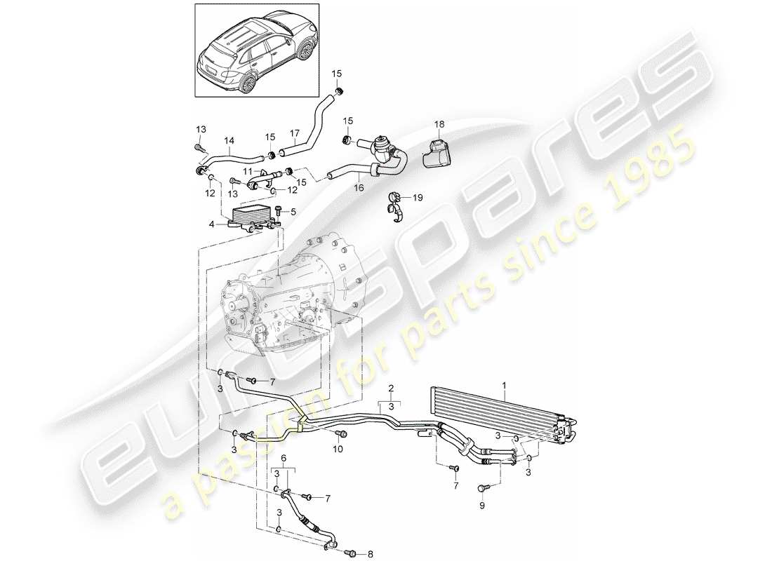 porsche 2011 (cayenne e2 92a) schéma des pièces tiptronic