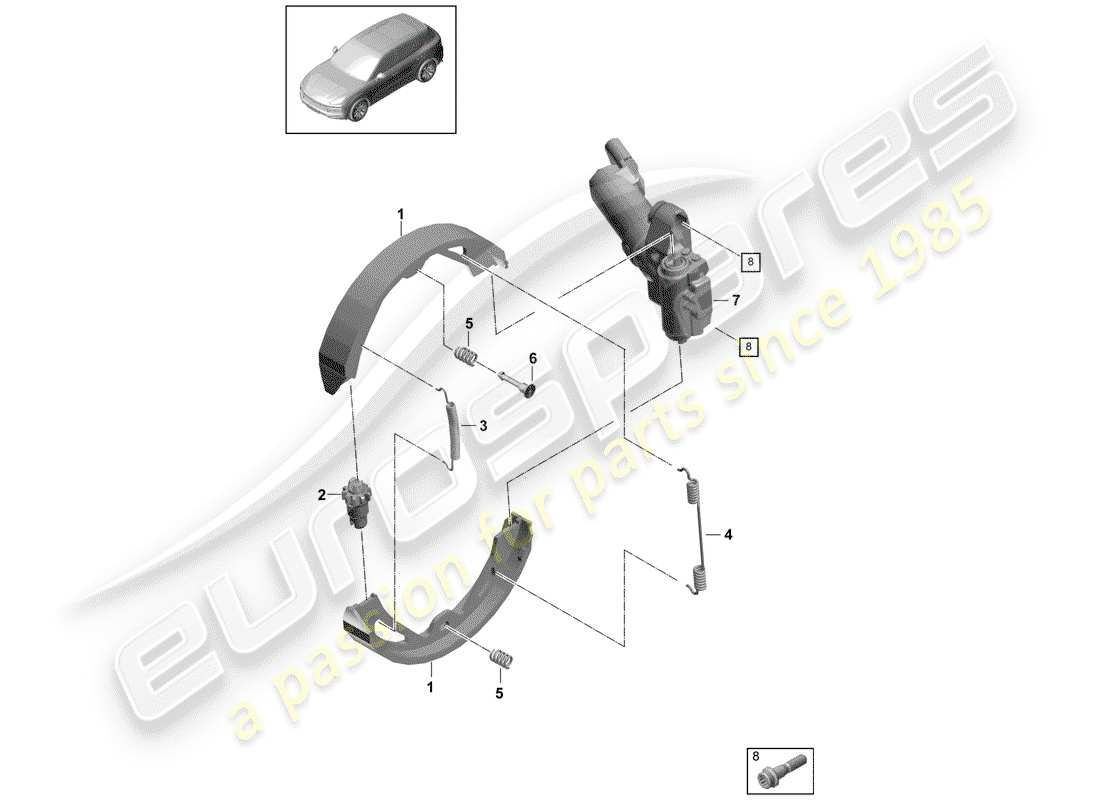 porsche 2020 (cayenne e3 9ya/9yb) frein de stationnement schéma des pièces