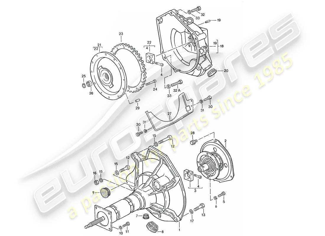 porsche 1990 (944) tube central - pour - transmission automatique - d >> - mj 1989 vue éclatée