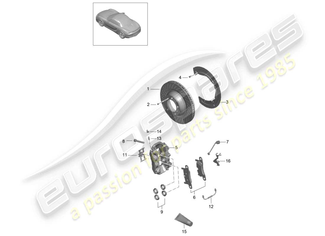 porsche 2013 (981 boxster) frein à disque essieu arrière schéma des pièces