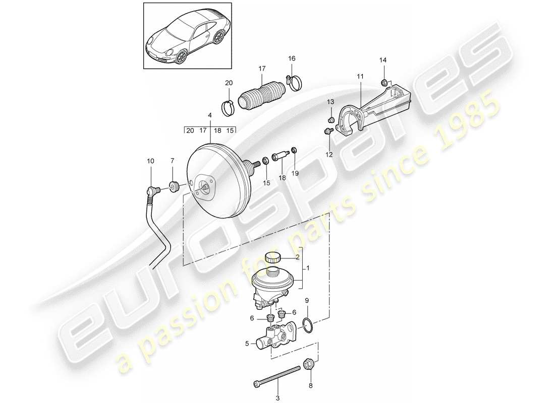 porsche 2012 (997-2) maître cylindre de frein schéma des pièces