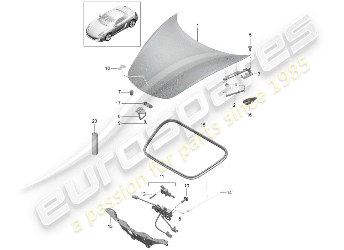 porsche 2012 (981 boxster) couverture diagramme de pièce