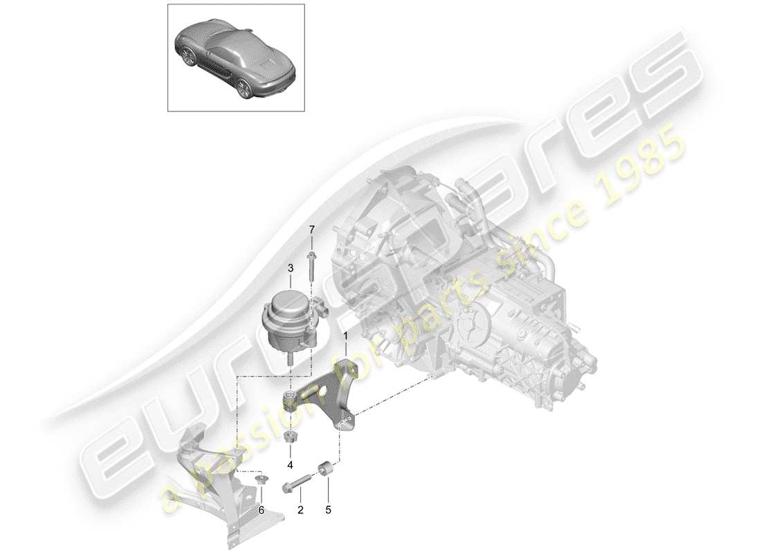 porsche boxster 981 (2014) suspension de transmission schéma des pièces