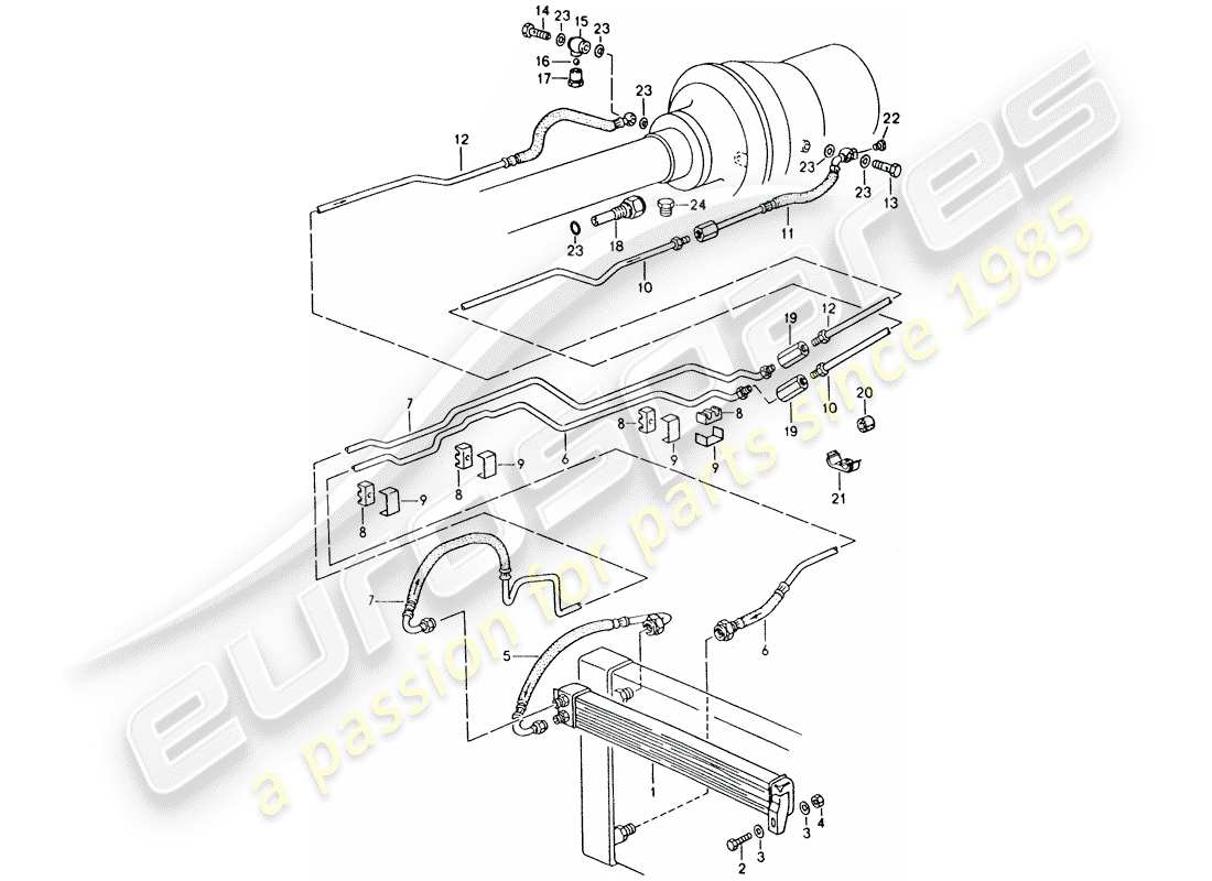 porsche 1994 (928) transmission automatique - refroidisseur atf - lignes atf schéma des pièces