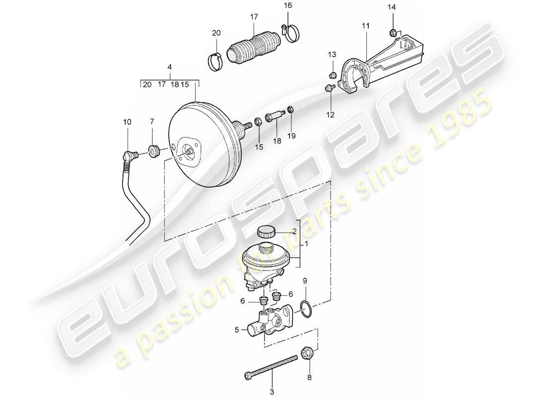 porsche 2007 (987 boxster) maître cylindre de frein schéma des pièces