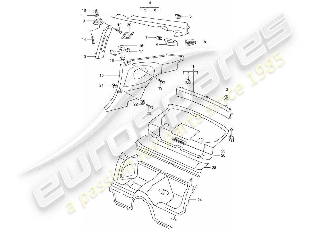 porsche 2004 (996 turbo / gt2) garnitures schéma des pièces