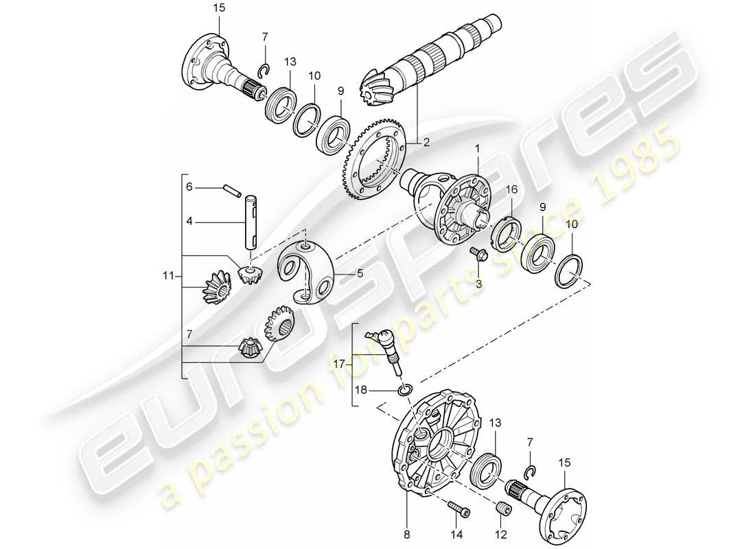porsche 2007 (987 cayman) différentiel diagramme de pièce