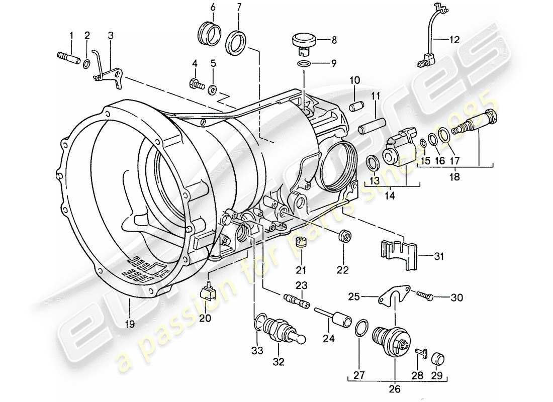 porsche 1988 (928) transmission automatique - carter de transmission - accessoires schéma des pièces