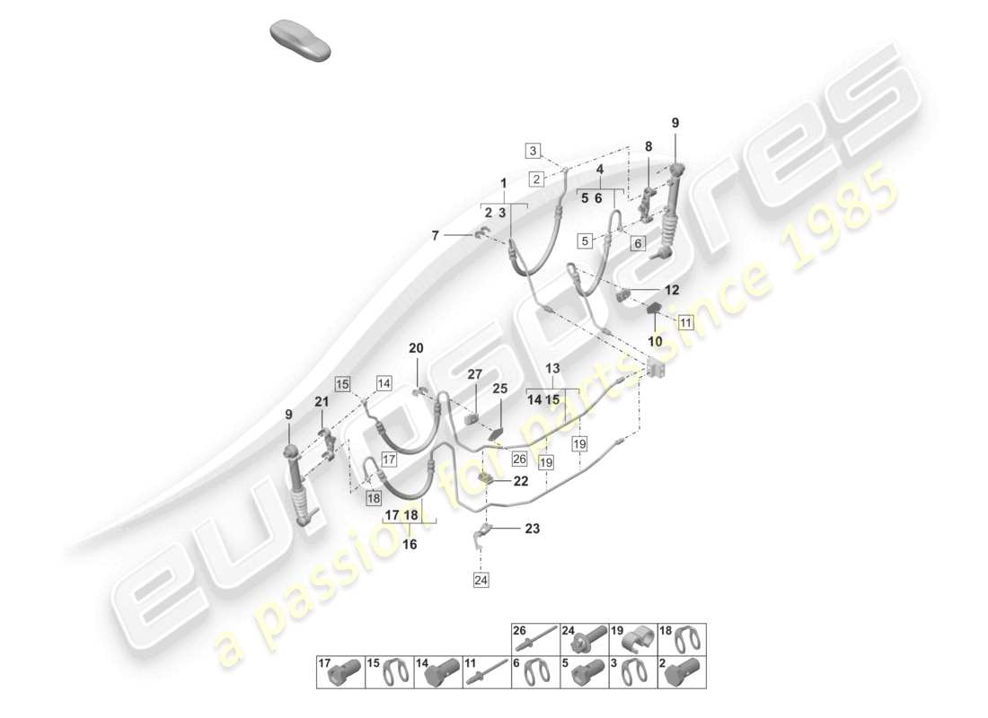 porsche 2019 (992-1) conduite hydraulique arrière pdcc schéma des pièces