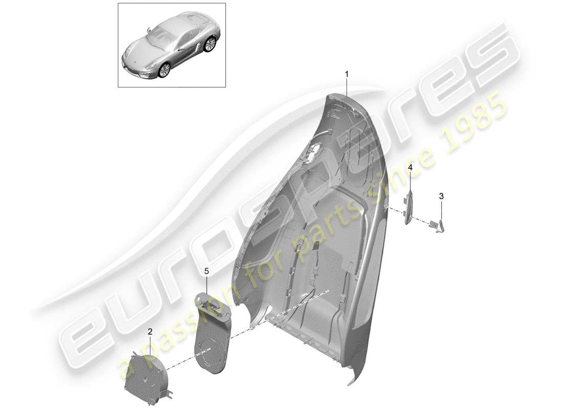 porsche 2015 (981 cayman) coque de dossier schéma des pièces