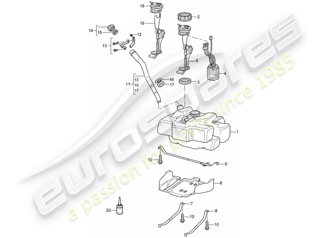 porsche boxster 987 (2006) réservoir de carburant schéma des pièces