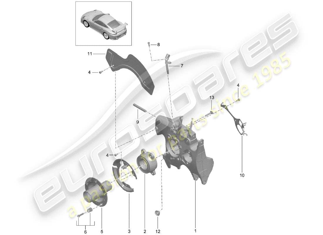 porsche 991 turbo (2020) porte-roue schéma des pièces