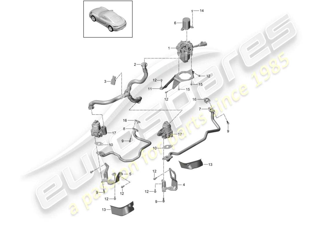 porsche 2018 (718 cayman) pompe à air secondaire schéma des pièces