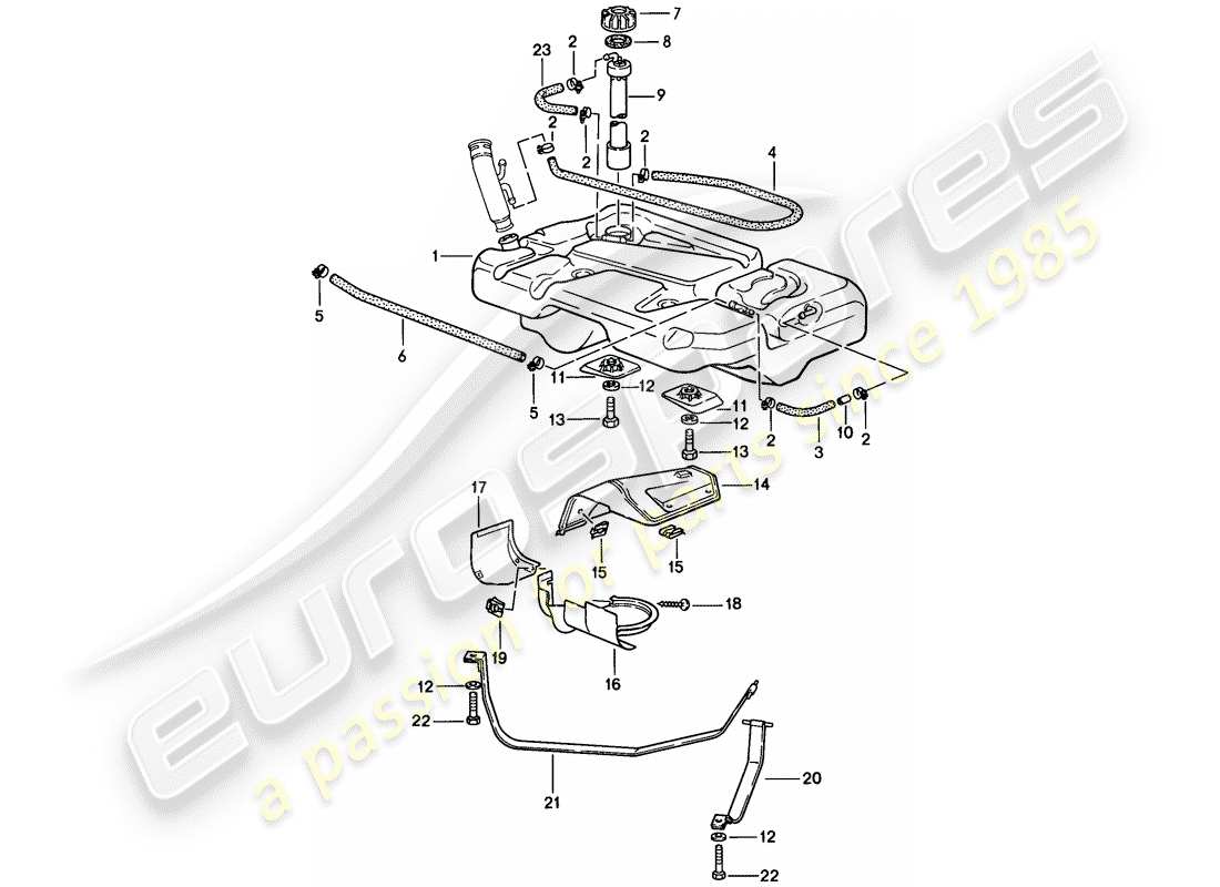 porsche 1986 (944) réservoir d'essence schéma des pièces