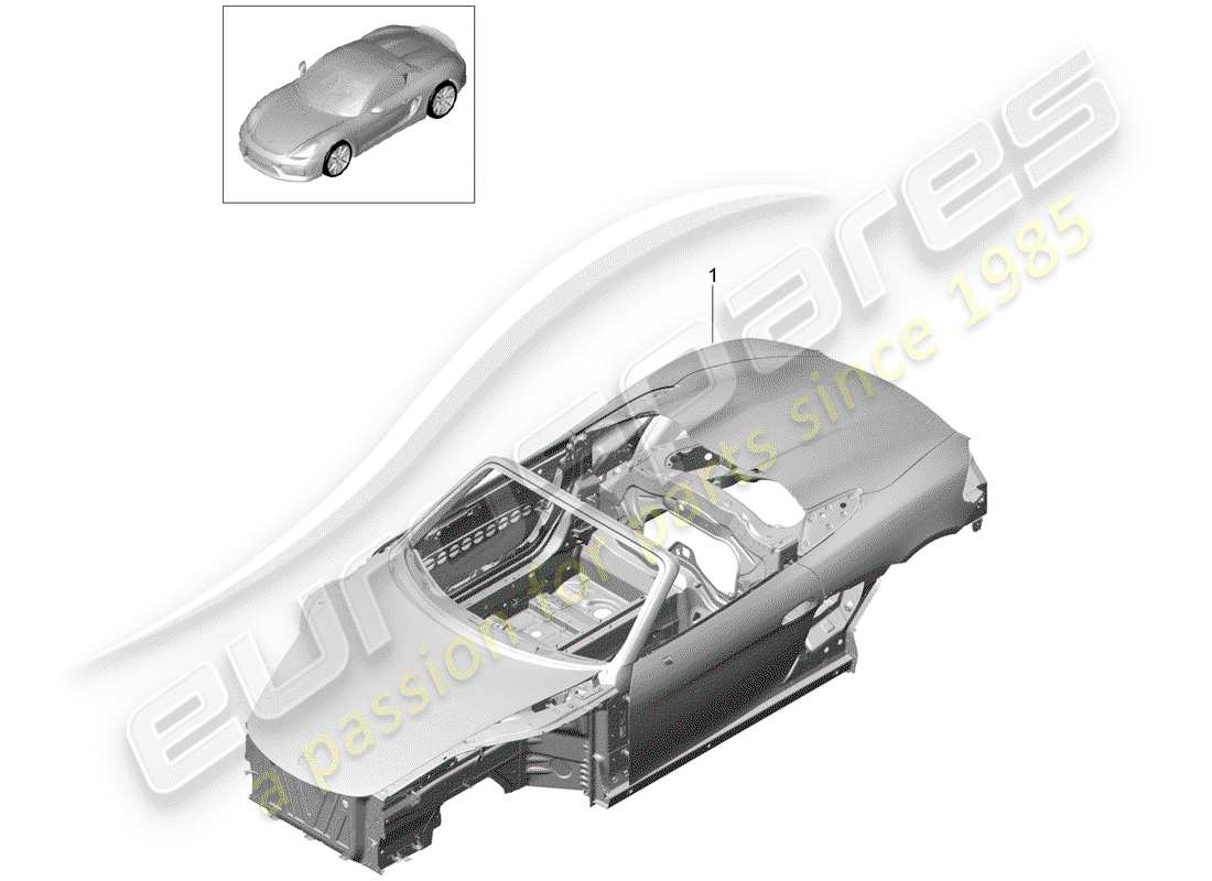 porsche 2016 (981 boxster spyder) carrosserie diagramme de pièce
