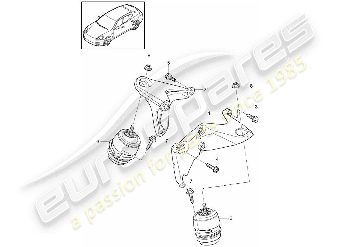 porsche 2016 (panamera 970) suspension moteur schéma des pièces