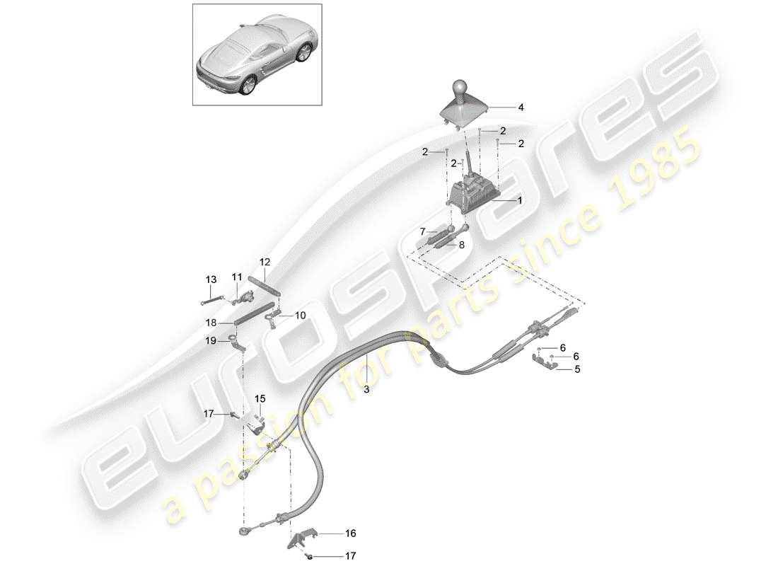 porsche 2017 (718 cayman) mécanisme de changement de vitesse schéma des pièces
