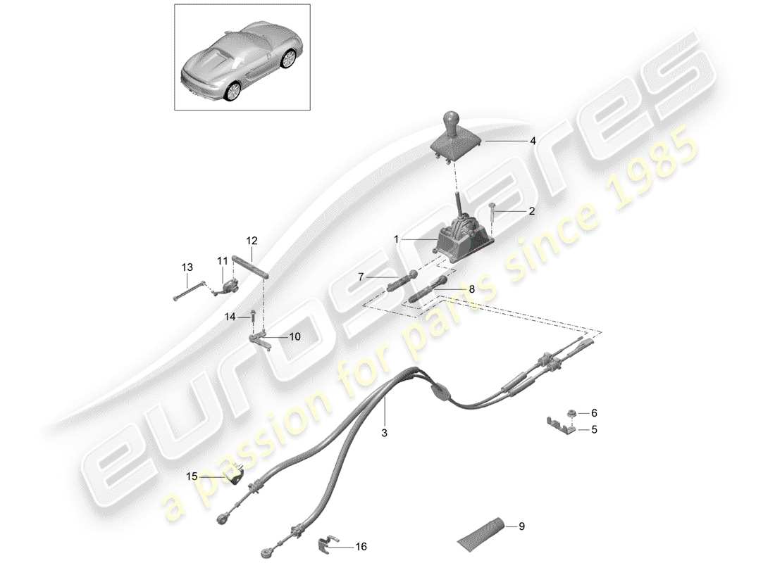 porsche 2016 (981 boxster spyder) contrôle des transmissions schéma des pièces