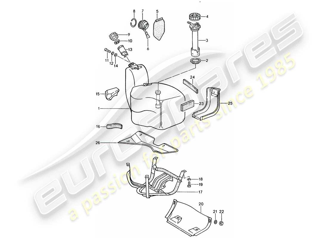 porsche 1990 (928) réservoir de carburant schéma des pièces