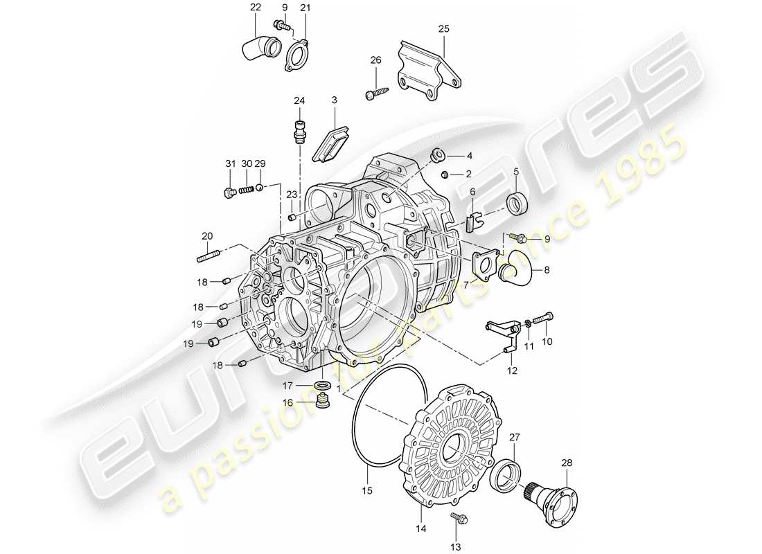 porsche 2002 (996 turbo / gt2) carter de transmission schéma des pièces